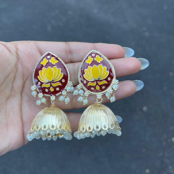 Maroon Disha Meenakari Earrings