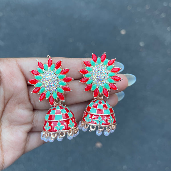 Red Shani Meenakari Earrings