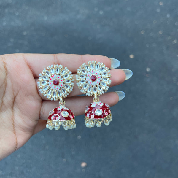 Maroon Krishi Meenakari  Earrings