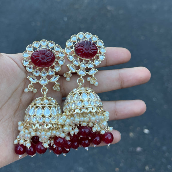 Maroon Priyal Kundan Earrings