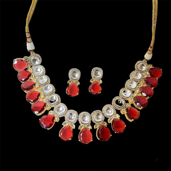 Red Shibani Kundan Necklace Set