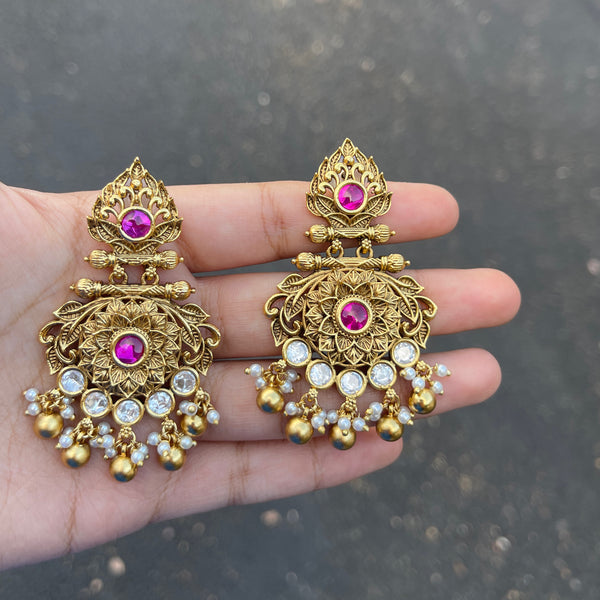 Ruby Kanyavi Gold Earrings