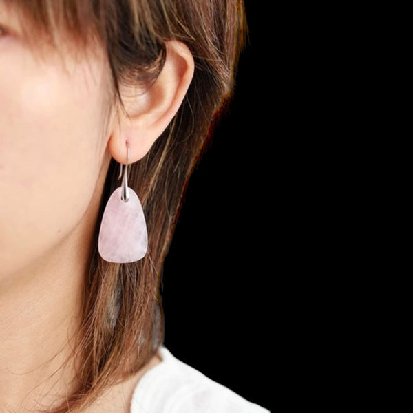 Emma Rose Quartz Natural Stone Drop Earrings