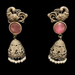 Pink Himanshi Oxidized Jhumka