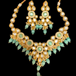 Teal Aayra Kundan Necklace Set