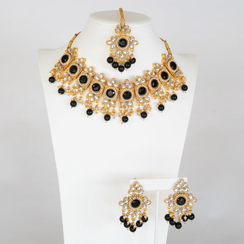 Black Amrita Kundan Choker Set