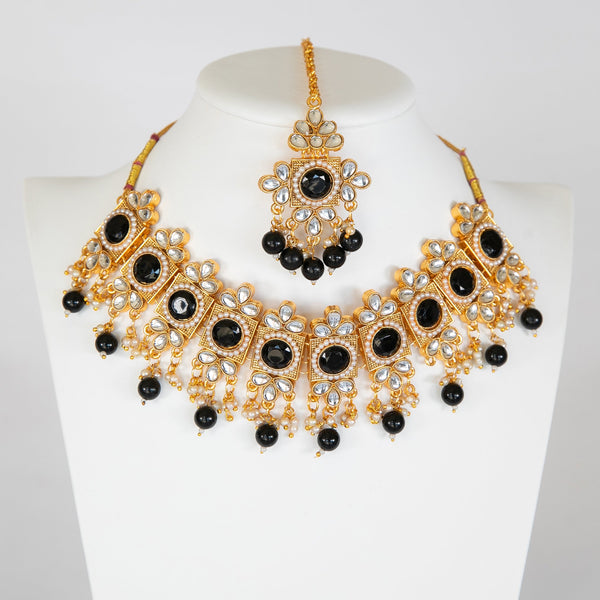 Black Amrita Kundan Choker Set