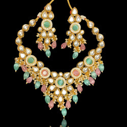 Mint Pink Aayra Kundan Necklace Set