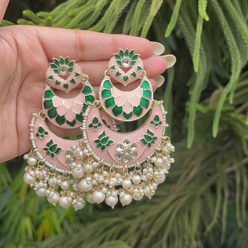 Peach Smita Meenakari Earrings