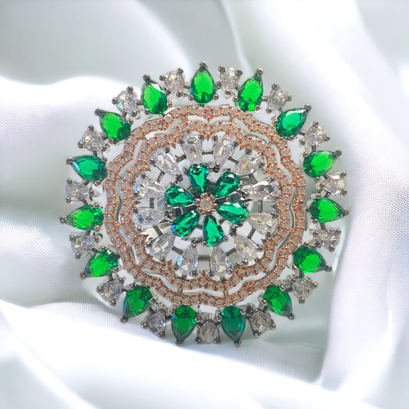 Emerald Cubic Zirconia Ring with monalisa stones for victorian jewelry.