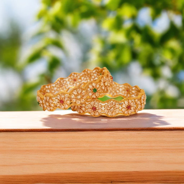 Gold Plated Indian Bangles with Polki, Ruby and Emerald Stones from Indian Jewelry store in Pleasanton, CA.