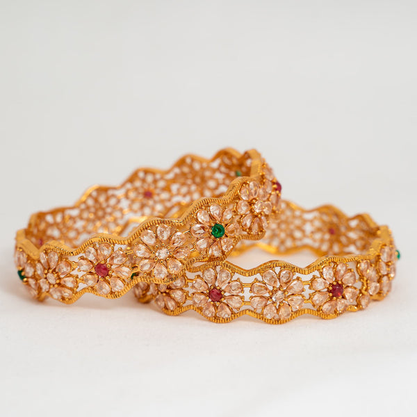 Red and Green Banles with Polki in Gold Plating featuring desi jewelry.