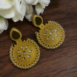 Hema Black Amrapali Gold Kundan Earrings