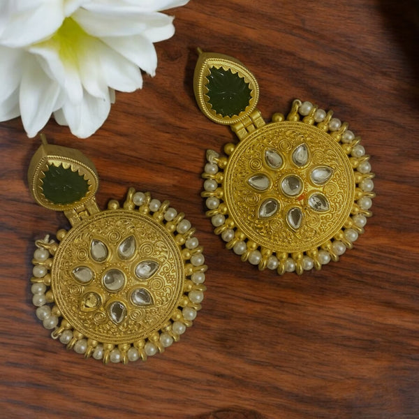 Hema Emerald Amrapali Gold Kundan Earrings