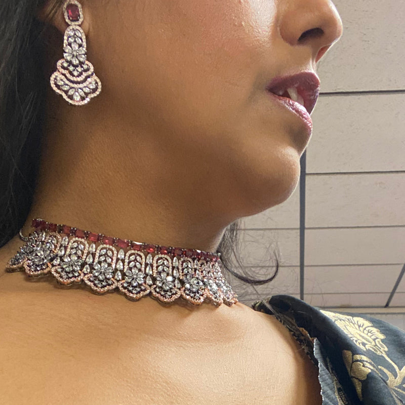 Ruby Mirana Cubic Zirconia Necklace Set