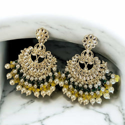 Green and Yellow Kundan Earrings with Pearls and Beads | Vibrant South Asian Earrings for Festivals and Celebrations | Handmade Traditional Jewelry for Diwali, Eid, Holi, and Cultural Events | Statement Earrings with Intricate Kundan Work and Pearl Detailing | Festive Earrings for Lehenga, Saree, or Ethnic Wear | Multicolor Beaded Earrings for Parties and Special Occasions | Elegant and Lightweight Kundan Earrings for Women.