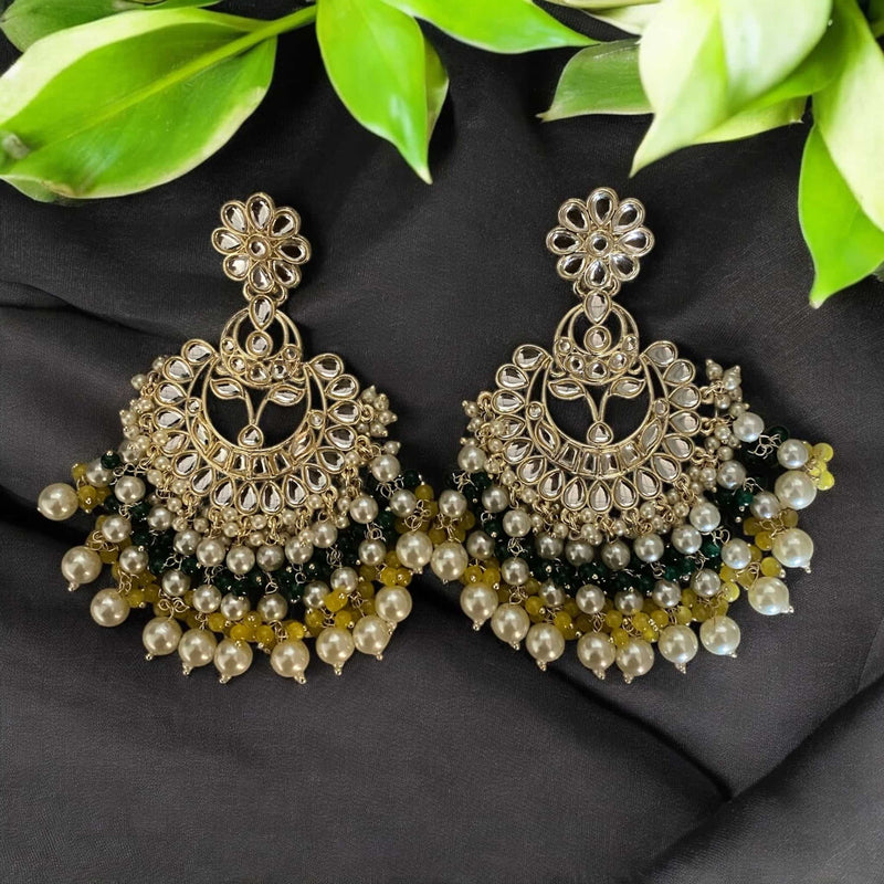Green and Yellow Kundan Earrings with Pearls and Beads | Bridal Earrings for South Asian Weddings | Traditional Indian Jewelry for Weddings and Sangeet | Handmade Kundan Earrings for Bride, Bridesmaids, and Wedding Guests | Intricate Pearl and Bead Detailing for Lehenga, Saree, or Bridal Wear | Festive Kundan Earrings for Reception and Engagement | Statement Earrings for Wedding Celebrations and Cultural Events.