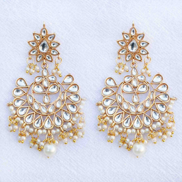 Myra Gold Plated Kundan Earrings With Pearls