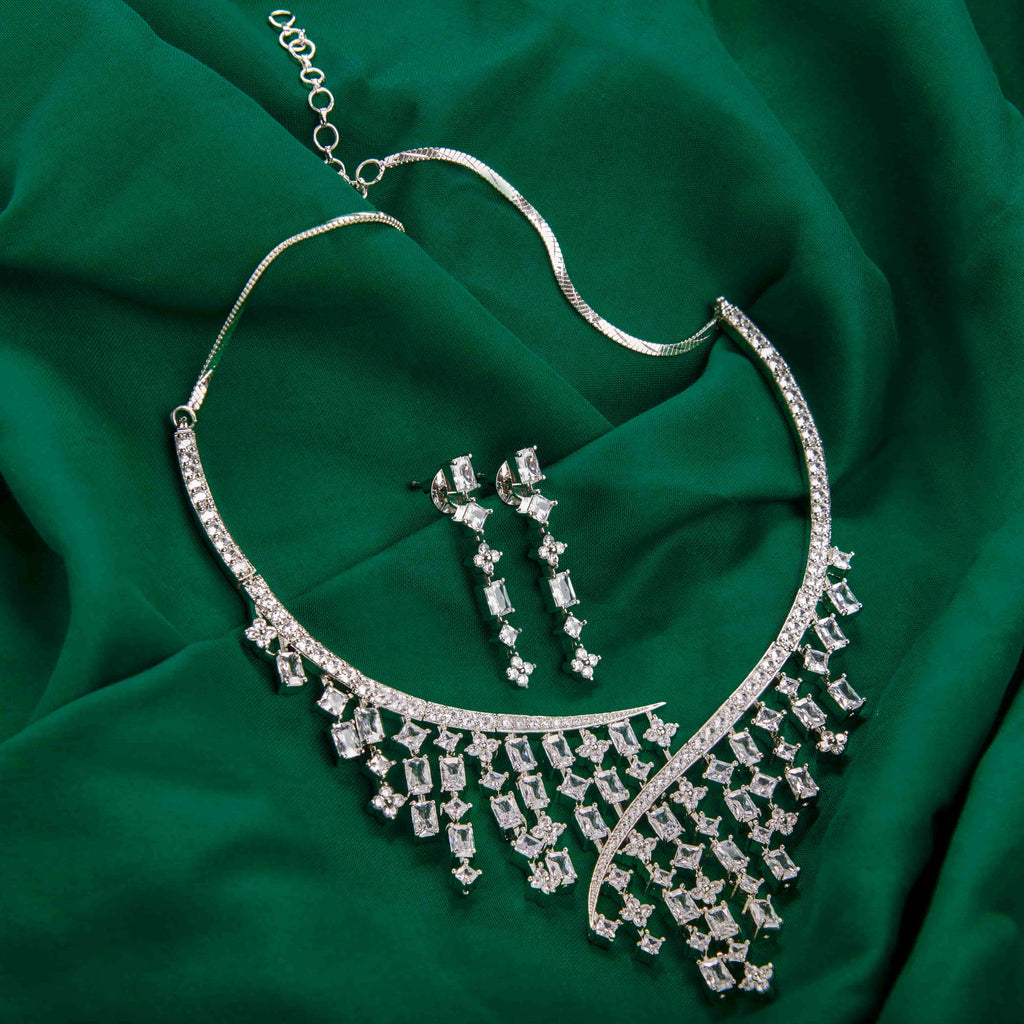 Naurina CZ White Necklace Set