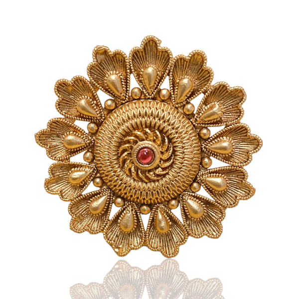 Anitque Gold Ring From Indian Jewelry  with ruby stone.