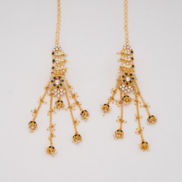 Black Sonia Gold Kundan Earrings