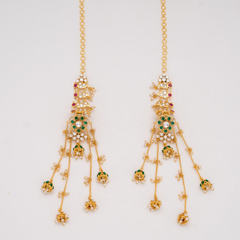 Multicolor Sonia Gold Kundan Earrings