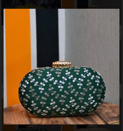 Nirali Hand Embroidered Emerald Clutch