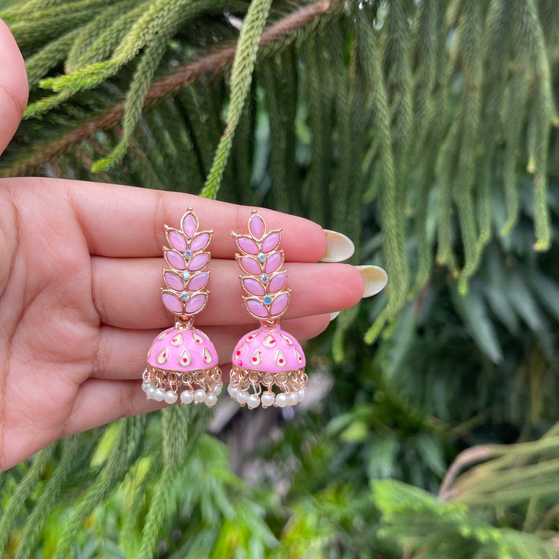 Pink Raniya Meenakari Earrings
