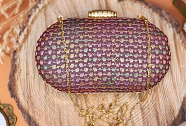 Maroon Sanya Hand Embroidered Clutch Bag