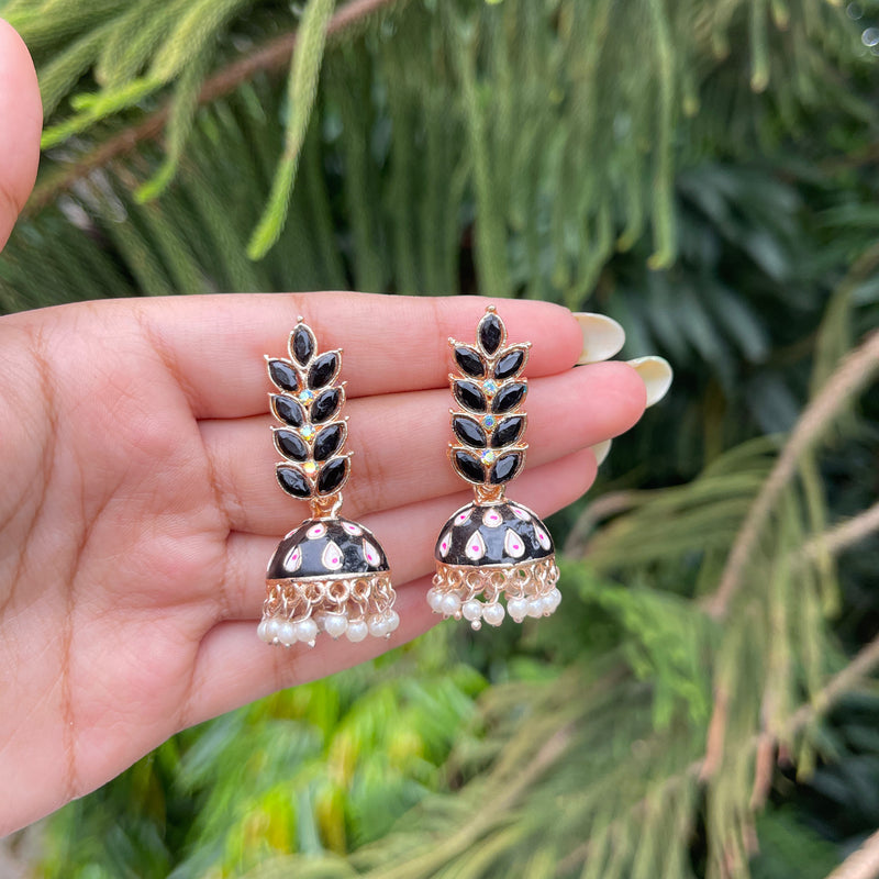 Black Raniya Meenakari Earrings