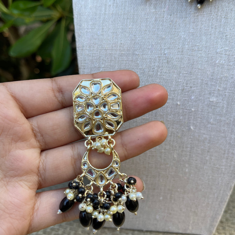 Black Zeba Kundan Necklace Set
