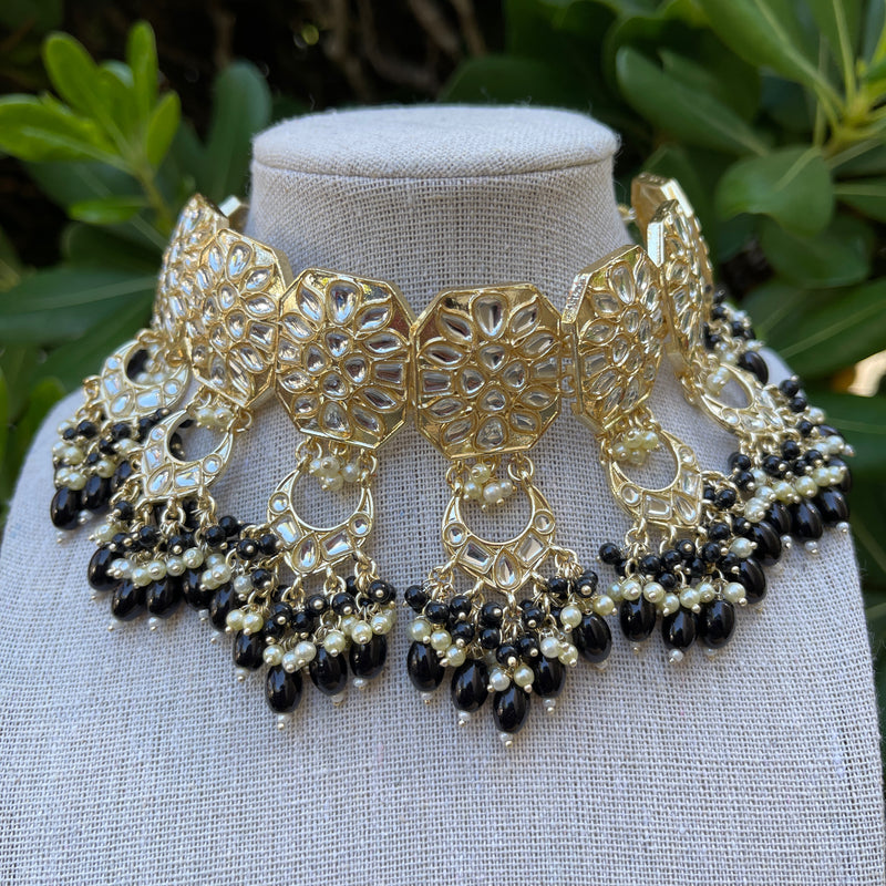 Black Zeba Kundan Necklace Set