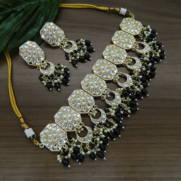 Black Adhuna Kundan Necklace Set