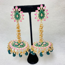 Emerald Nashira Meenakari Jhumka Earrings