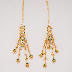 Emerald Sonia Gold Kundan Earrings