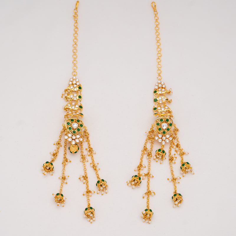 Emerald Sonia Gold Kundan Earrings