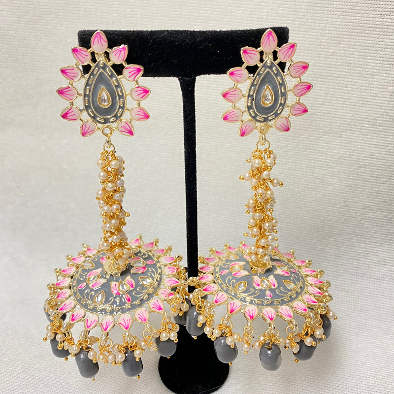 Amazon.com: Bindhani Large Meenakari Bollywood Jhumka Earrings For Women  (Orange): Clothing, Shoes & Jewelry