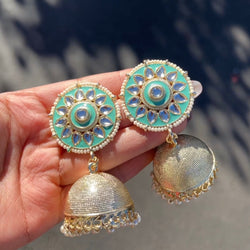 Mint Padma Jhumka Earrings