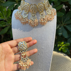 Peach Zeba Kundan Necklace Set