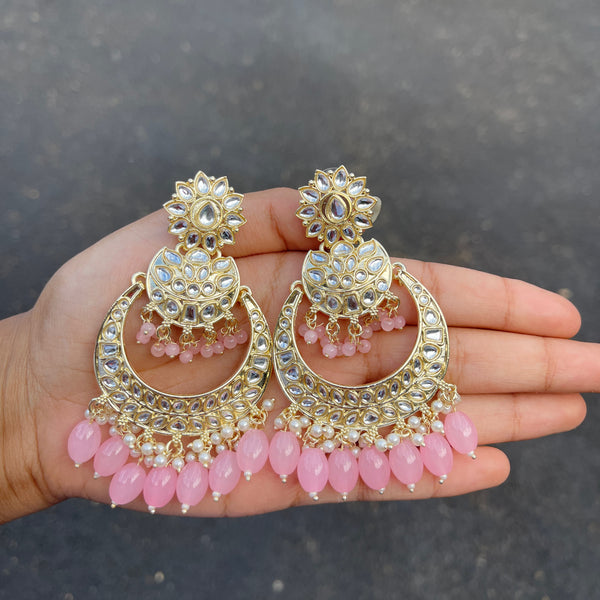 Pink Sayana Kundan Earrings