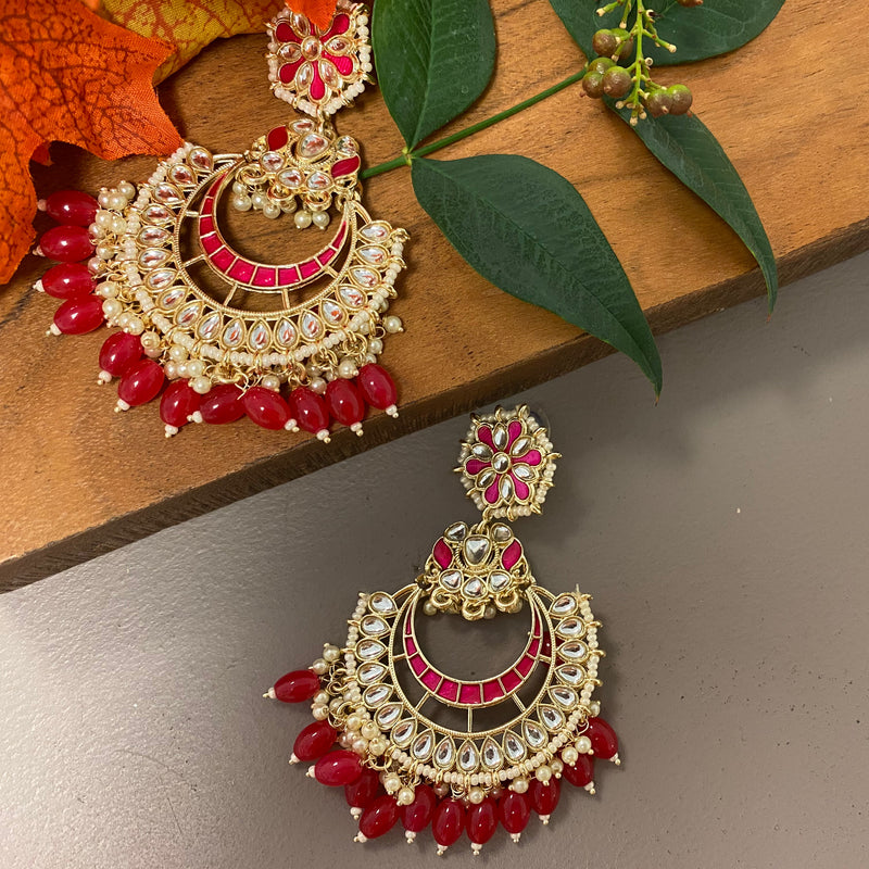 Rani Rashmika Meenakari Kundan Earrings