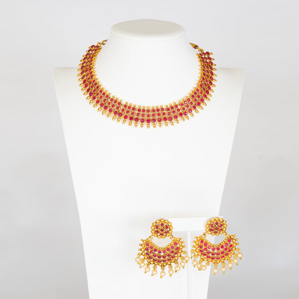 Ruby Tanya Temple Necklace Set