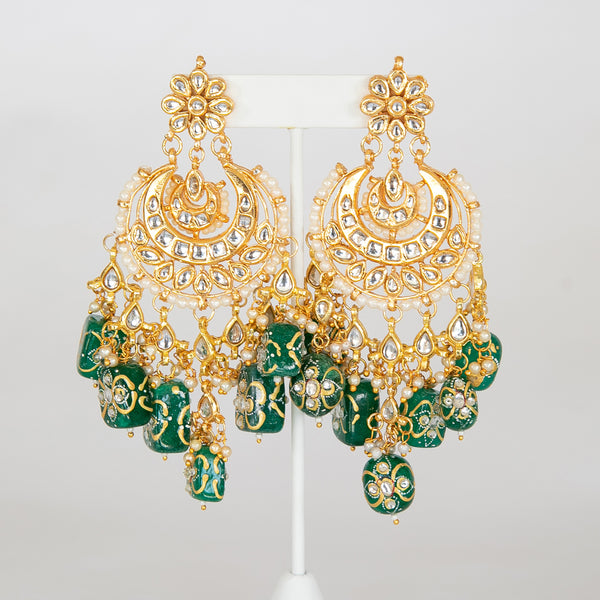 Emerald Nira Kundan Earrings