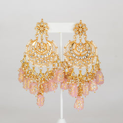 Baby Pink Nira Kundan Earrings