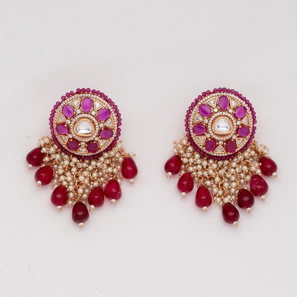 Ruby Nirvi Pachi Kundan Earrings