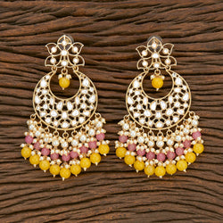 Yellow Mihika EKundan arrings