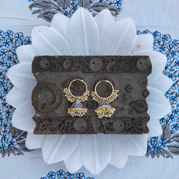 Blue Mishti jhumka Bali earrings - Romikas