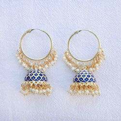 Blue Mishti jhumka Bali earrings - Romikas