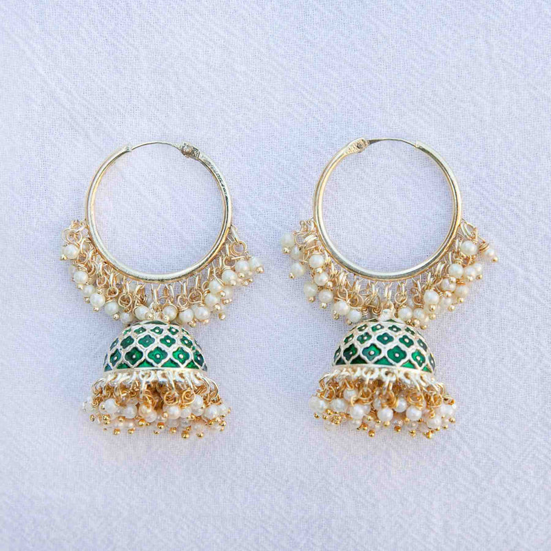 Emerald Mishti jhumka Bali earrings - Romikas
