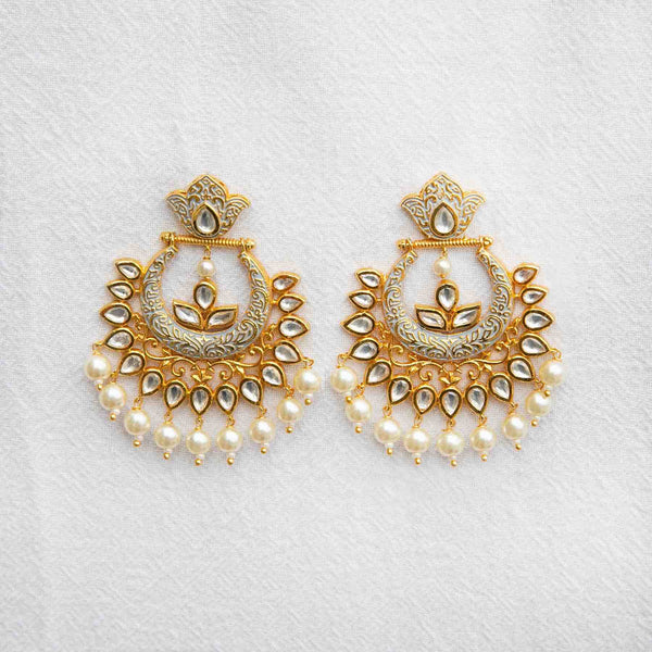 Grey gold-plated pearl earrings - Romikas